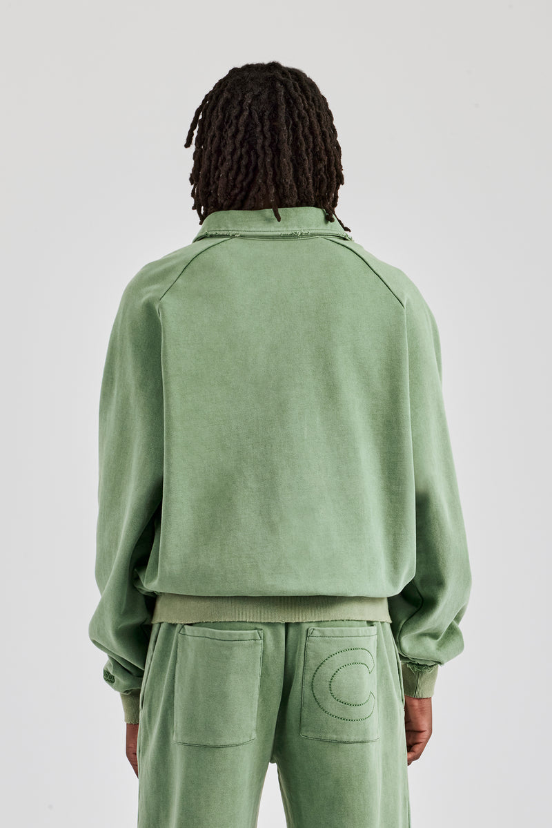 Washed Polo Sweatshirt - Washed Green