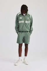 Nylon Panelled Logo Track Jacket - Green