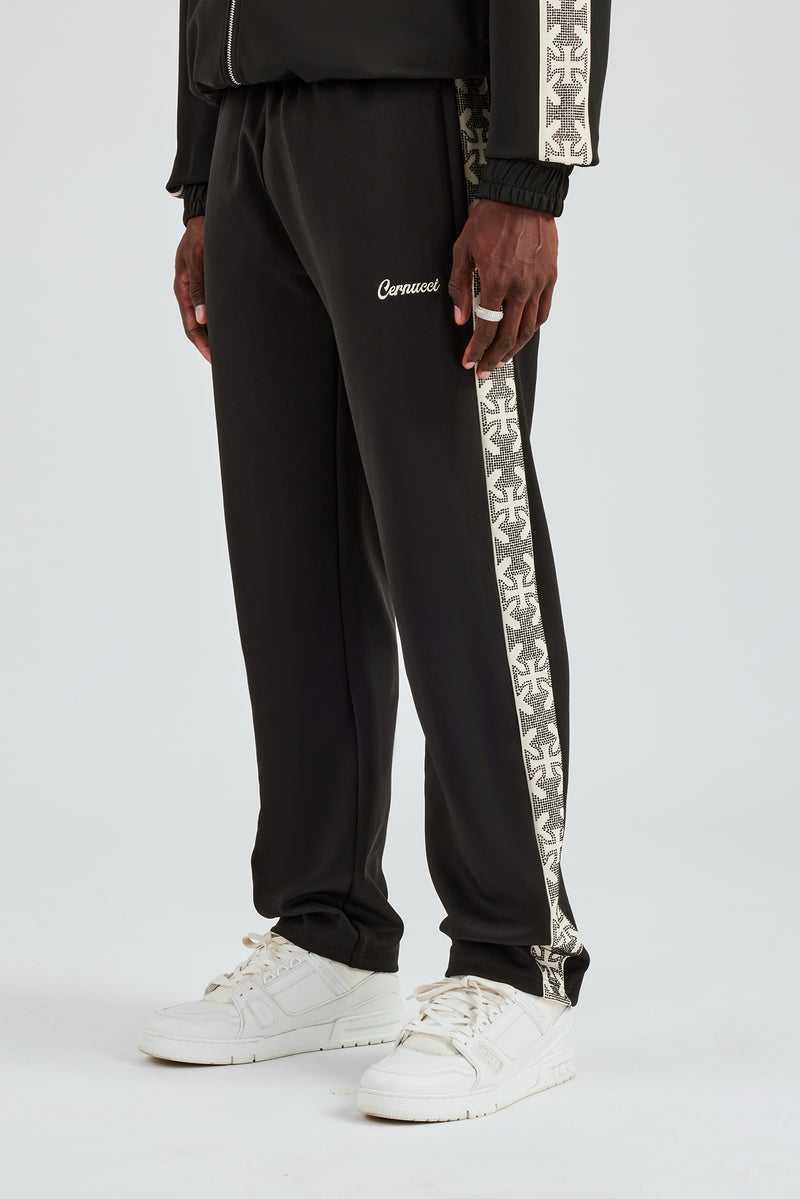 Rhinestone Embellished Track Pant - Black