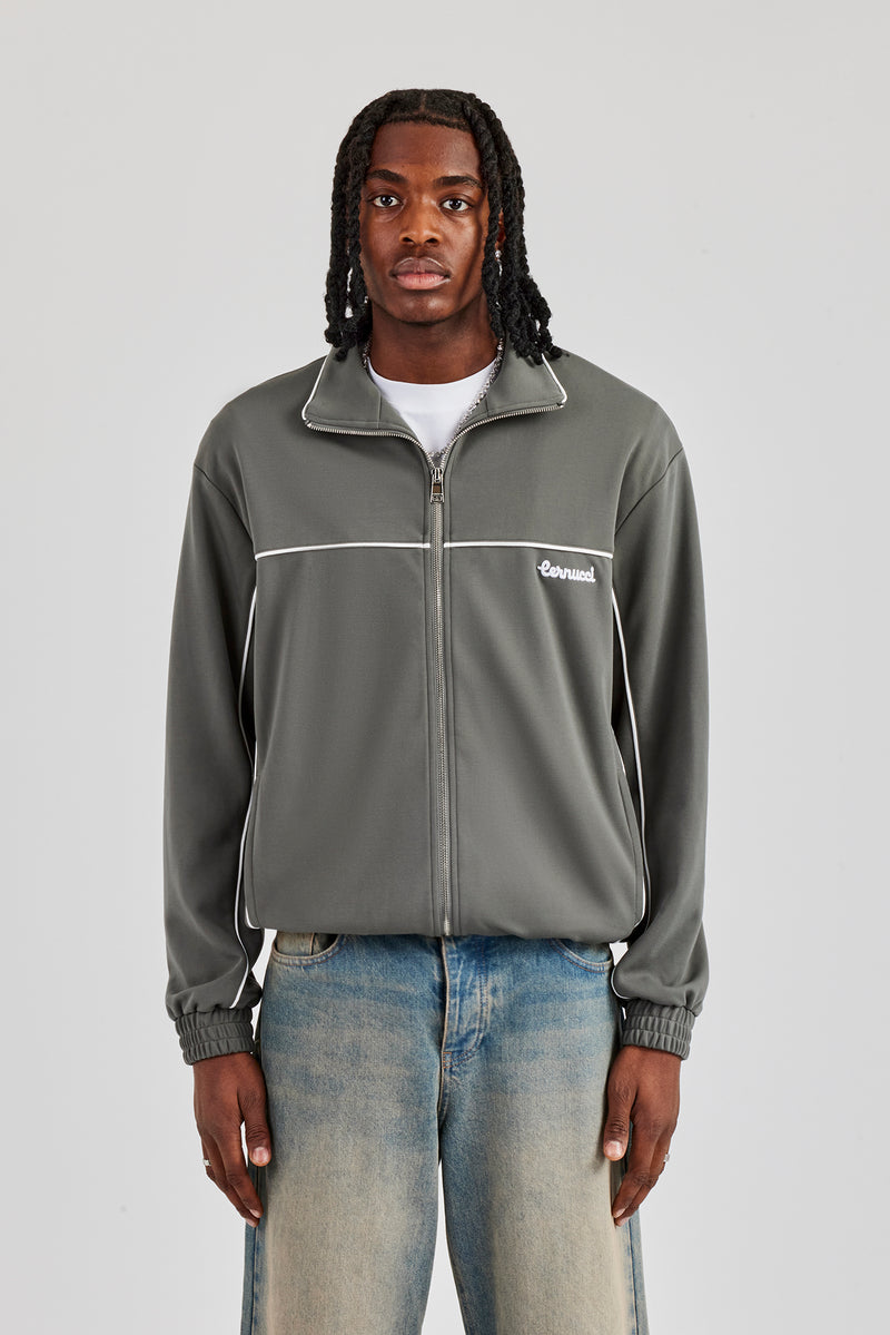 Piping Zip Through Jacket - Grey