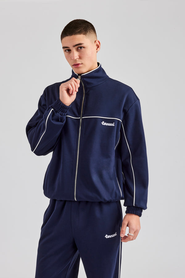 Piping Zip Through Jacket - Navy