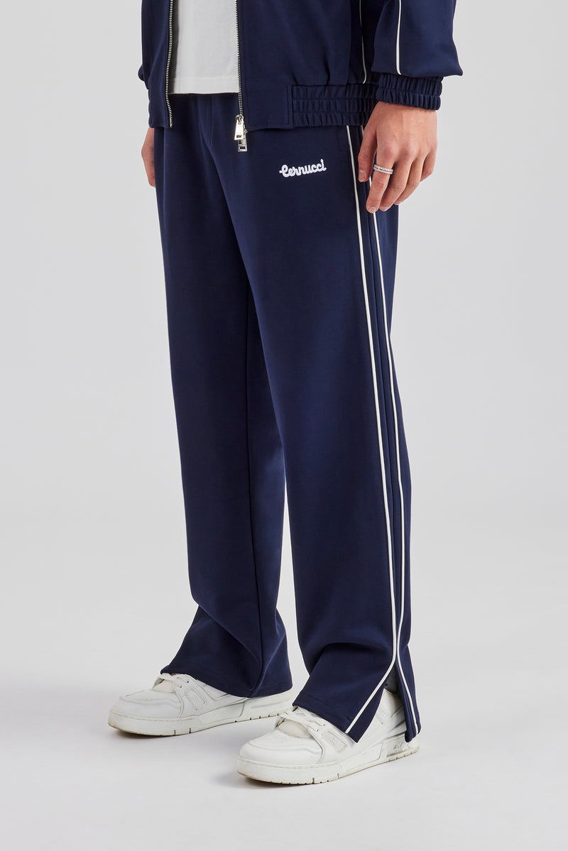 Piping Split Hem Trouser - Navy