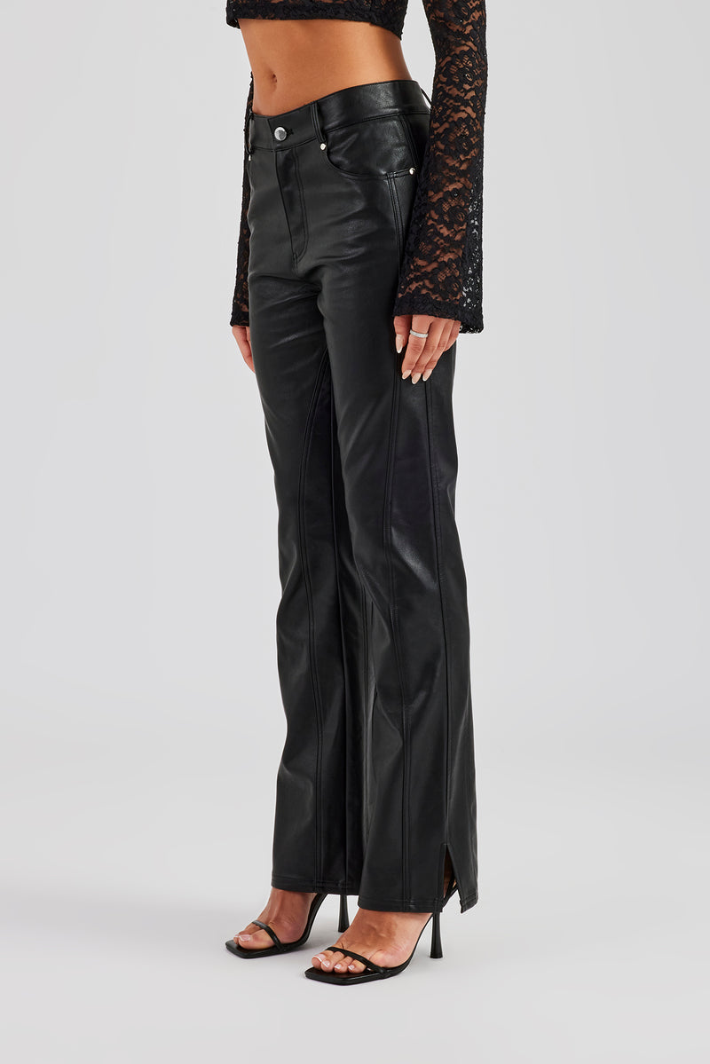 PU Flare Trouser - Black