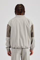 Nylon Colour Block Zip Through Jacket - Grey