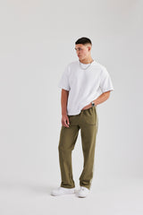 Nylon Panel Straight Leg Jogger - Khaki