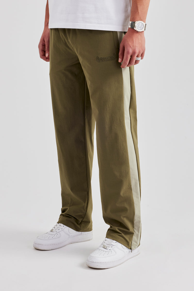 Nylon Panel Straight Leg Jogger - Khaki