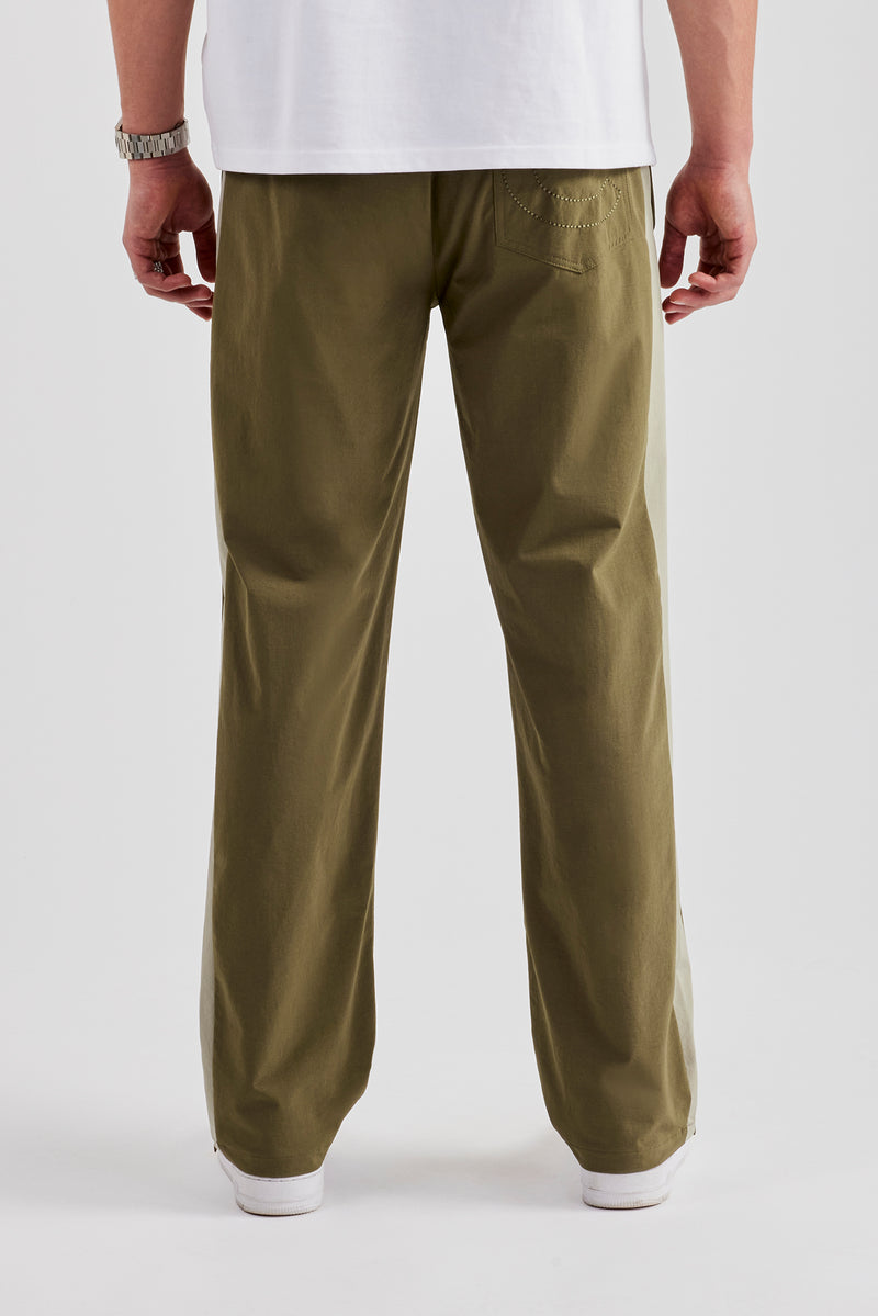 Nylon Panel Straight Leg Jogger - Khaki