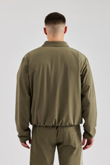 Nylon Panel Funnel Neck Track Jacket - Khaki