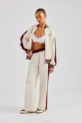 Varsity Contrast Track Jacket & Wide Leg Pant - Off White