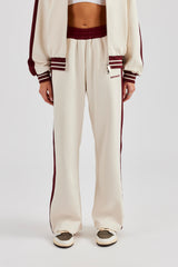 Varsity Contrast Panel Wide Leg Track Pant - Off White