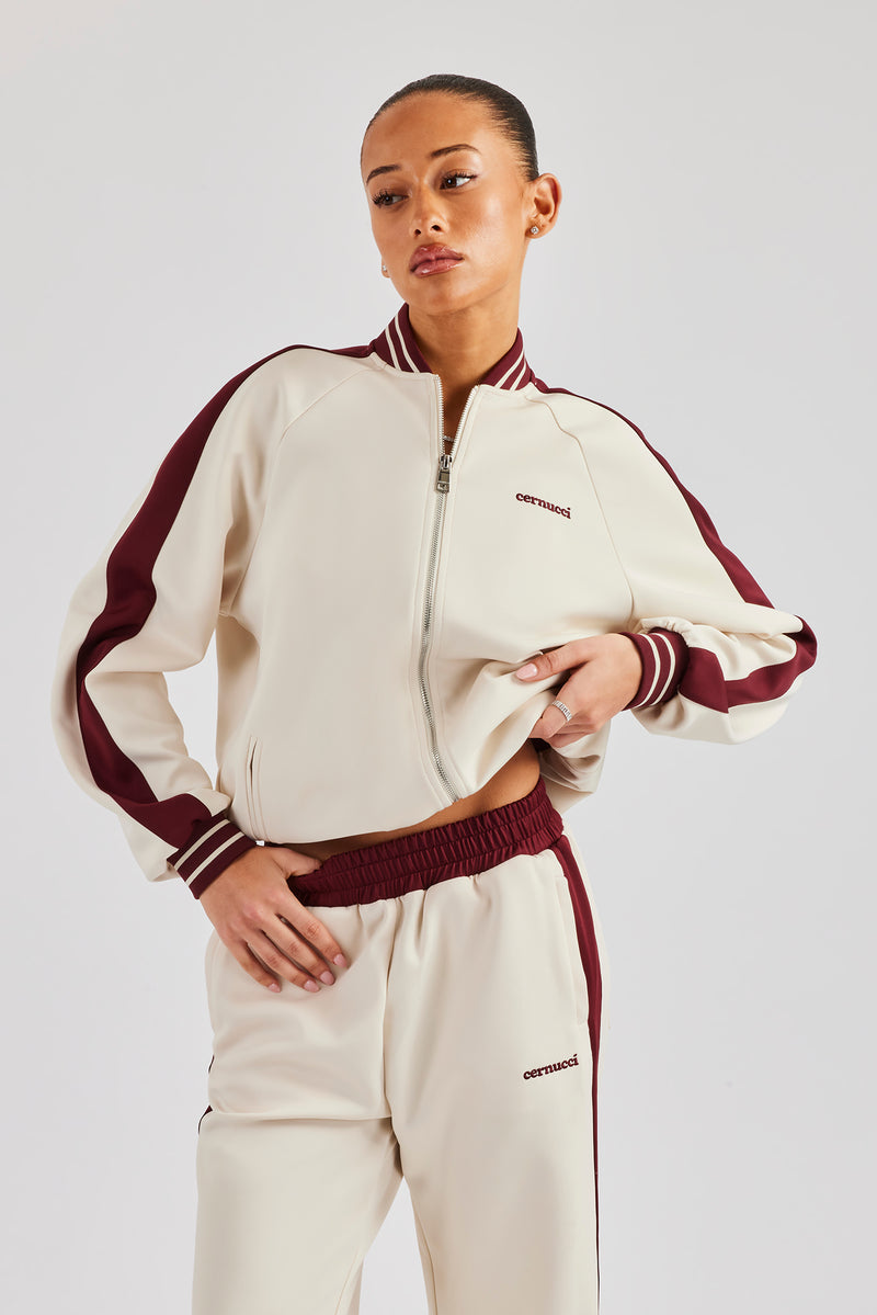 Varsity Contrast Track Jacket - Off White