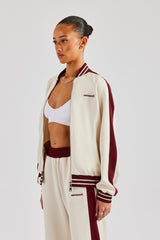 Varsity Contrast Track Jacket - Off White