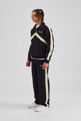 Quarter Zip Nylon Contrast Stripe Jacket - Black