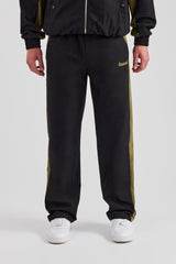 Nylon Contrast Block Straight Leg Jogger - Black