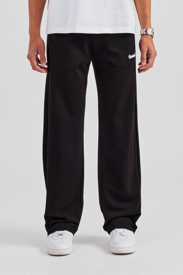 Contrast Embroidery Straight Leg Jogger - Black