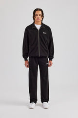 Raglan Track Jacket & Straight Leg Trouser Set - Black