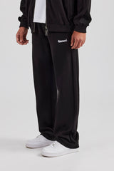 Contrast Embroidery Straight Leg Jogger - Black