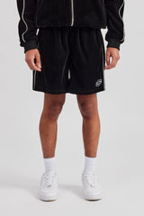 Velour Piping Track Short - Black