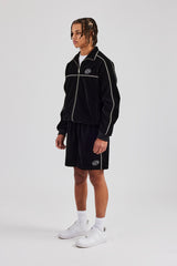 Velour Piping Track Short - Black