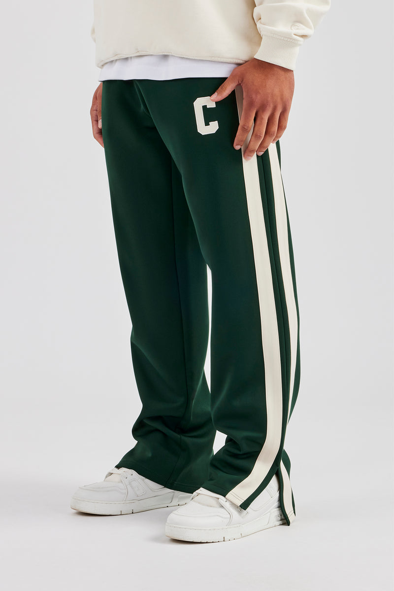 Split Hem Double Panel C Track Pant - Forest Green