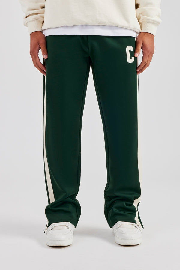 Split Hem Double Panel C Track Pant - Forest Green