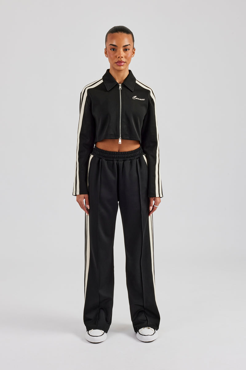 Cropped Harrington Taping Tracksuit - Black