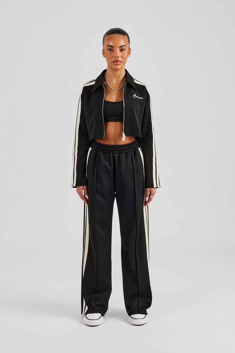 Cropped Harrington Taping Tracksuit - Black