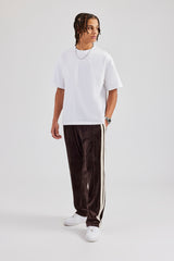 Taping Straight Leg Velour Track Pant - Chocolate