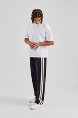 Taping Straight Leg Velour Track Pant - Charcoal