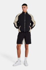 Nylon Panelled Track Short - Black