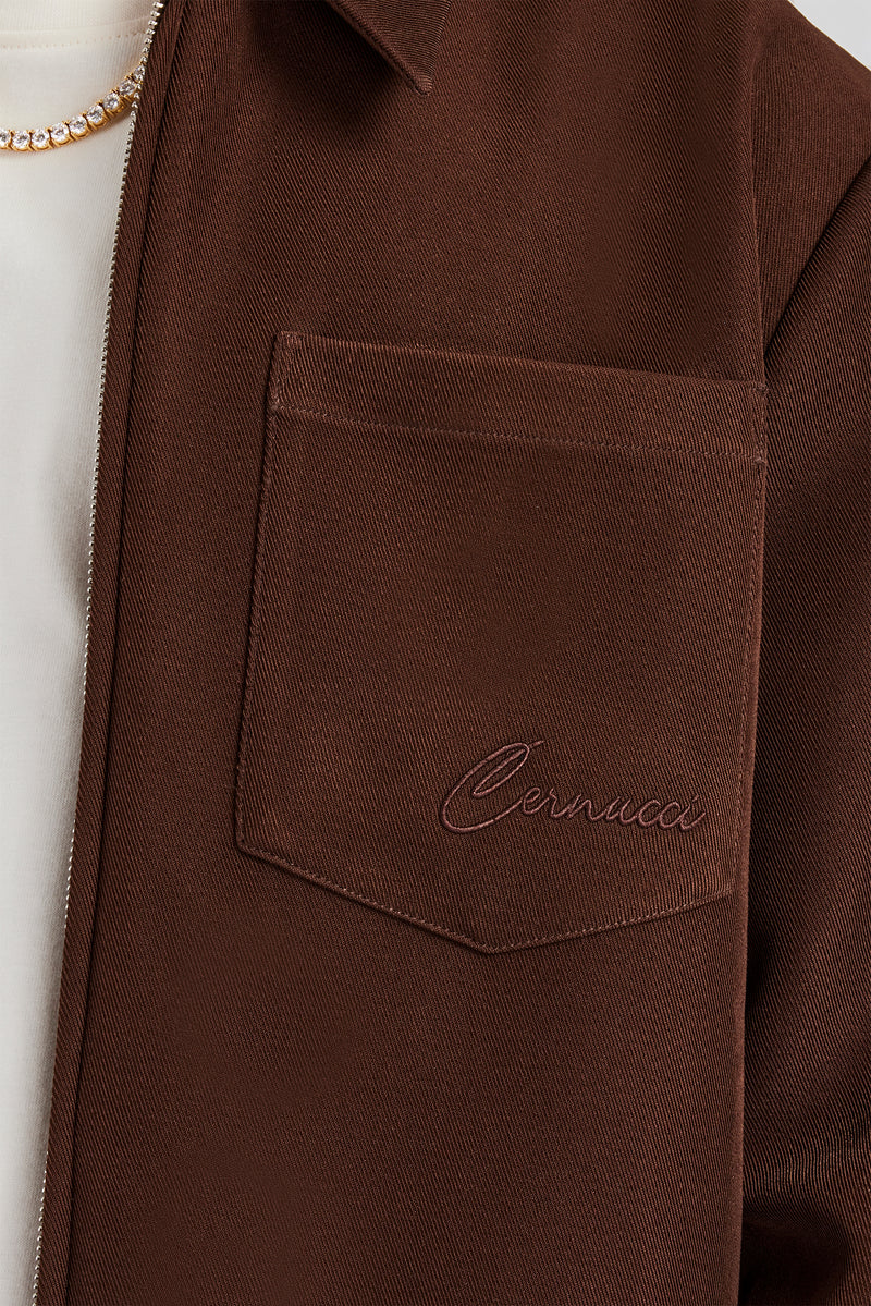 Pocket Twill Harrington Jacket - Chocolate