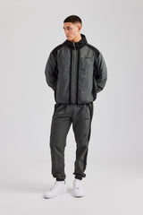 Nylon Colour Block Cuffed Jogger - Charcoal