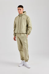 Nylon Colour Block Zip Through - Light Khaki