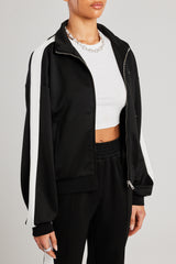 Cernucci Embroidered Varsity Track Jacket - Black