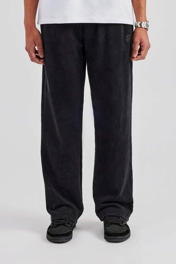 Washed Straight Leg Jogger - Black