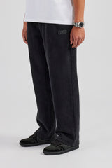 Washed Straight Leg Jogger - Black