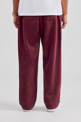 Washed Straight Leg Jogger - Burgundy