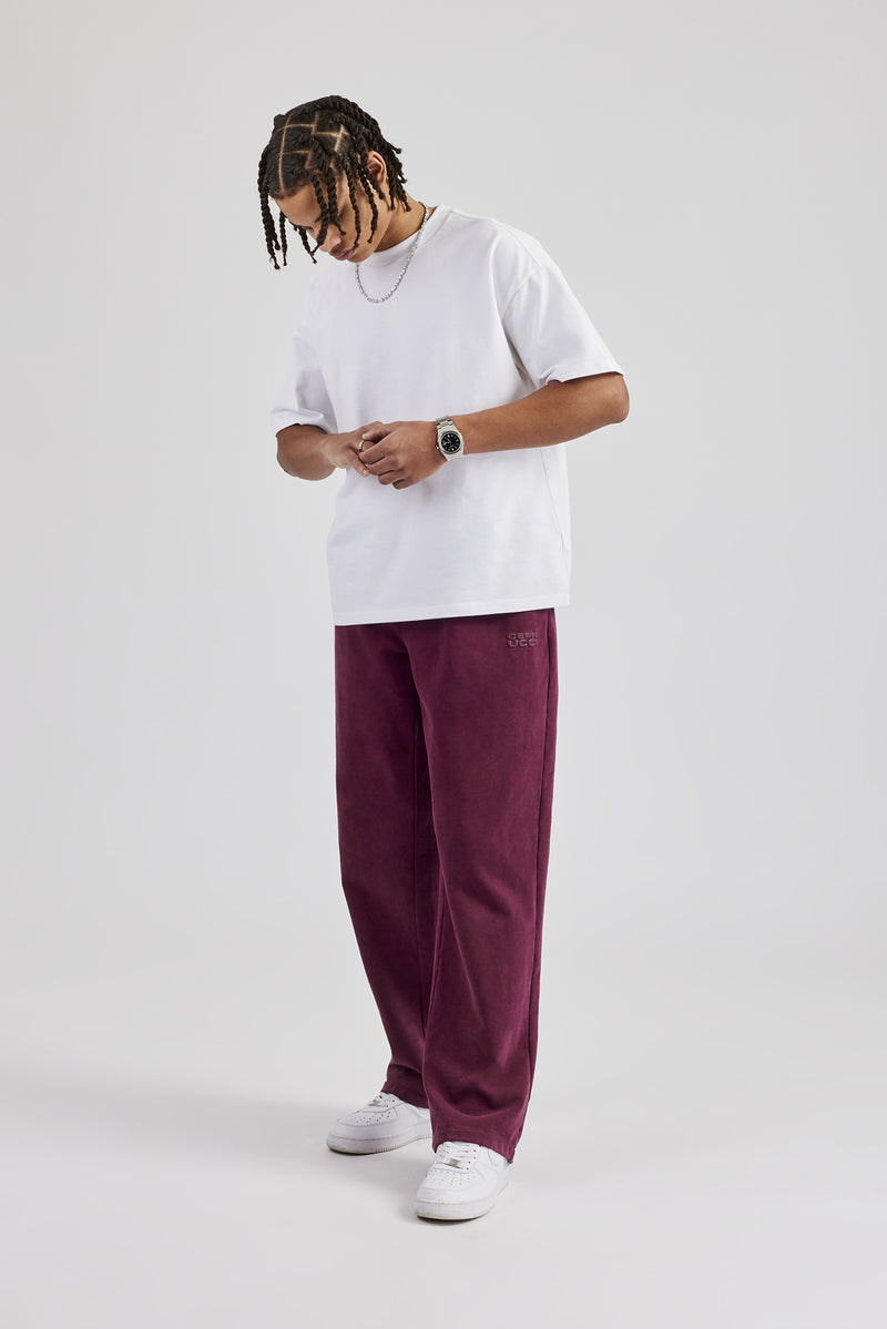 Washed Straight Leg Jogger - Burgundy