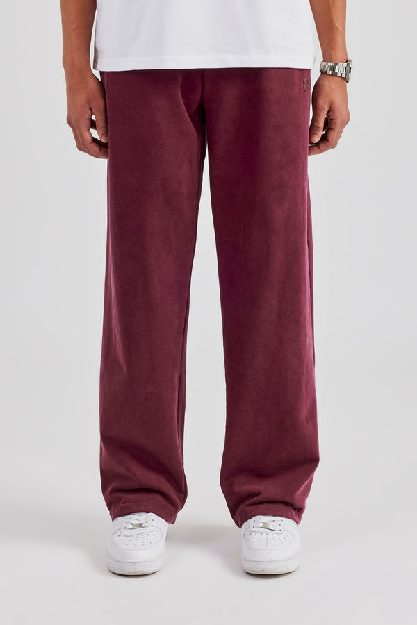 Washed Straight Leg Jogger - Burgundy