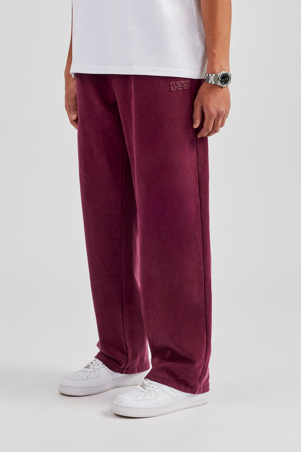 Washed Straight Leg Jogger - Burgundy