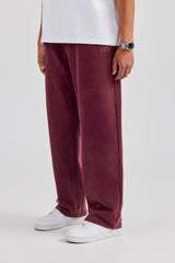 Washed Straight Leg Jogger - Burgundy