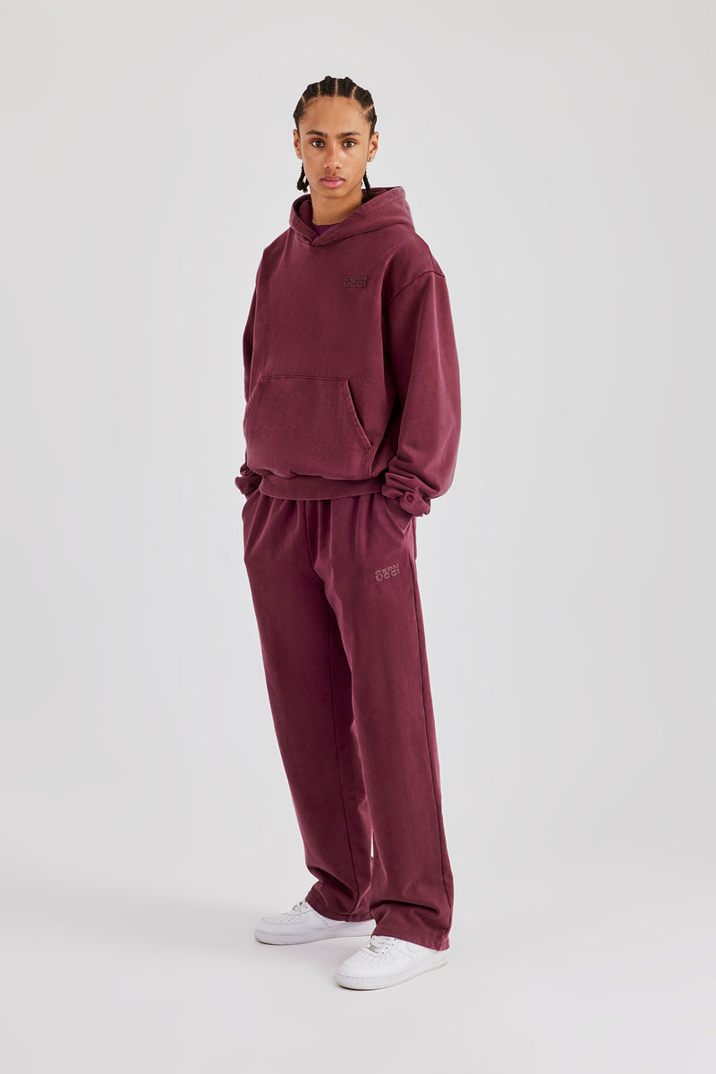 Washed Hooded Tracksuit Burgundy