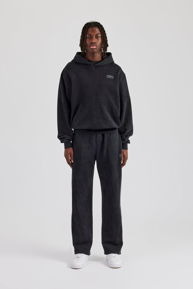 Washed Hooded Tracksuit - Black