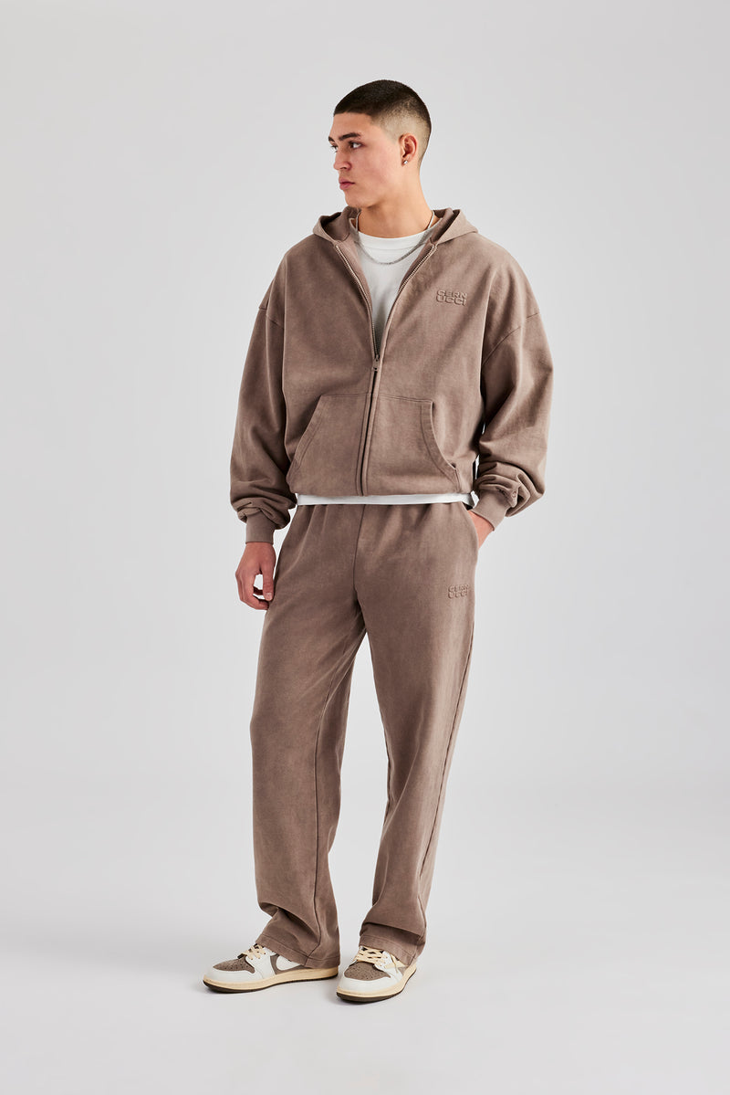 Washed Zip Through Tracksuit - Taupe