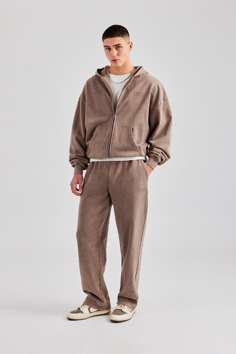 Washed Zip Through Tracksuit - Taupe