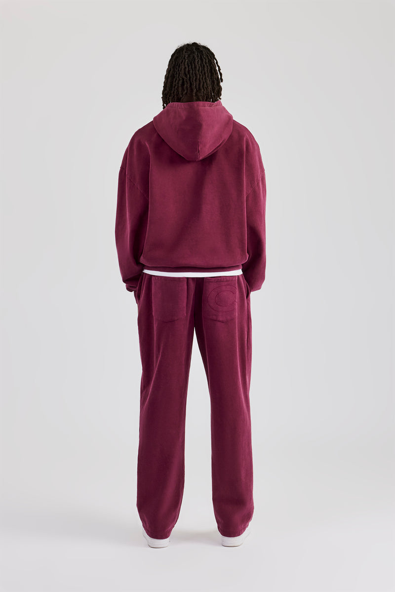 Washed Zip Through Tracksuit - Burgundy