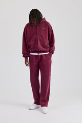 Washed Zip Through Tracksuit - Burgundy