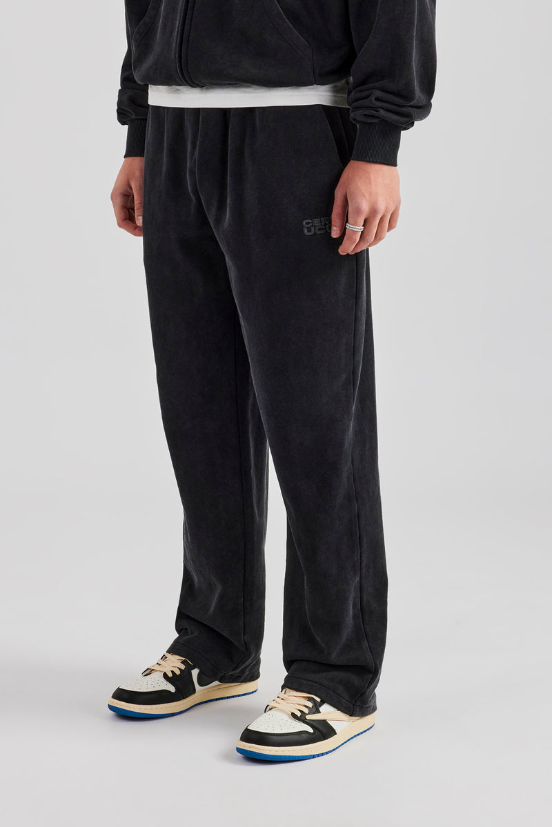 Washed Straight Leg Jogger - Black