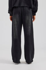 Washed Wide Leg Jogger - Black