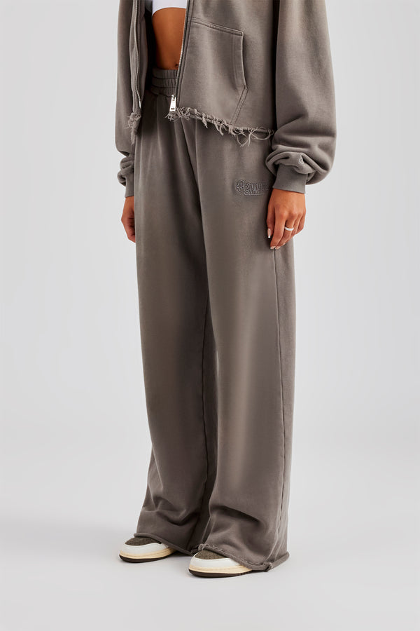 Washed Wide Leg Jogger - Grey